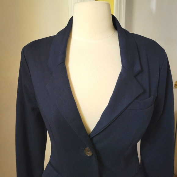 Women's Navy Blue Blazer with Elbow Patches size Small - Picture 2 of 10